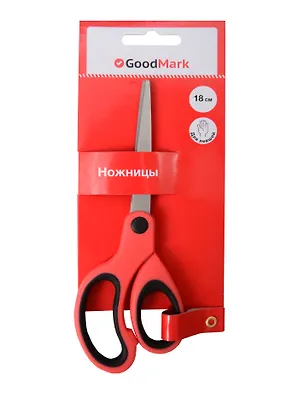 Ножницы 180 мм офисные, для левшей, эргономичные ручки, GoodMark 3093565