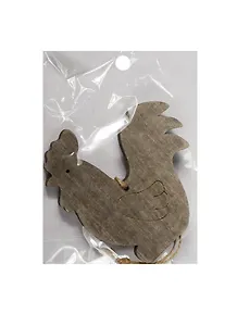 Заготовка из дерева, на веревке с бусиной, петушок, 1 шт, 10*9 см, серый (11-00410-20-20)
