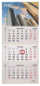 Календарь квартальный 2026г 305*680 "Мегаполис" настенный, трёхблочный, спираль