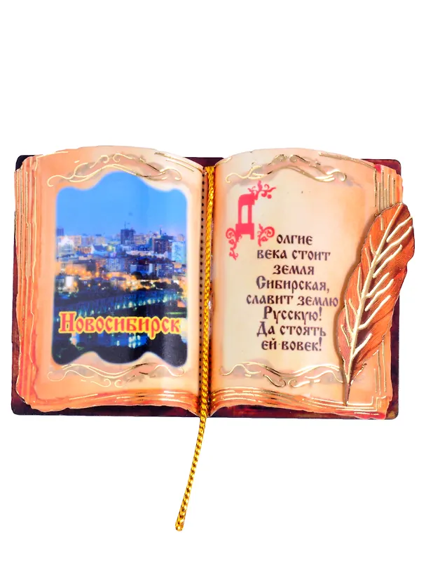 Магнит Новосибирск Книга вид 1 (дерево) (7,5см) 2852599 — 1
