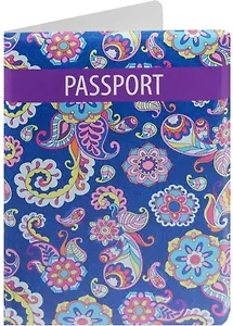 Обложка для паспорта Узор с завитушками на темно-синем фоне (ПВХ бокс)