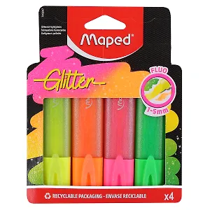Текстовыделители 04цв "FLUO PEP'S GLITTER", c блестками, блист., Maped