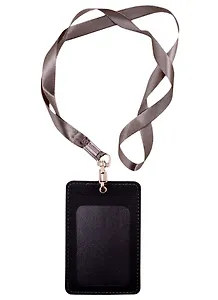 Чехол для пропуска на ленте 105*70, черный кожзам