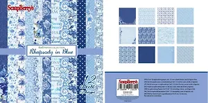 Набор бумаги 15*15 см 190 гр/м, Ноктюрн в голубых тонах, 12 листов