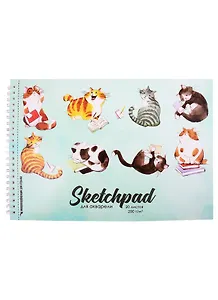Скетчбук А4 20л "Коты" акварельная, 200г/м2, обложка картон, гребень