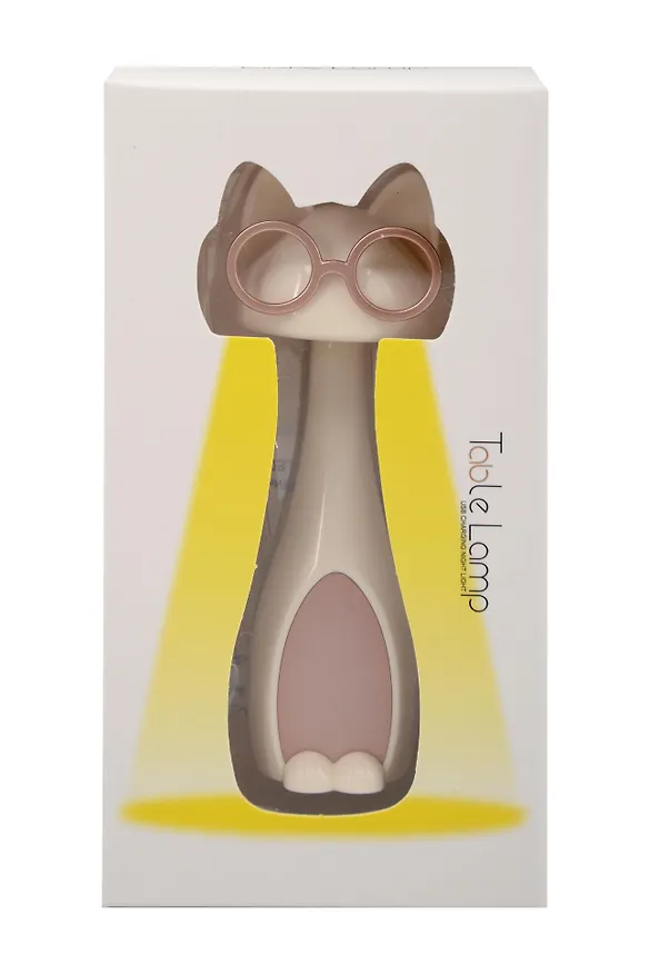Мини-лампа LED Котик в очках (белая) (пластик) (11х4) (12-LIGHT-531) 3127311 — 1