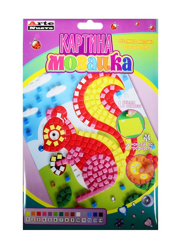 Картина-мозаика Белка (DT-1016) (объемная мозаика из EVA) (3+) (упаковка) (Arte Nuevo) 2512425 — 1