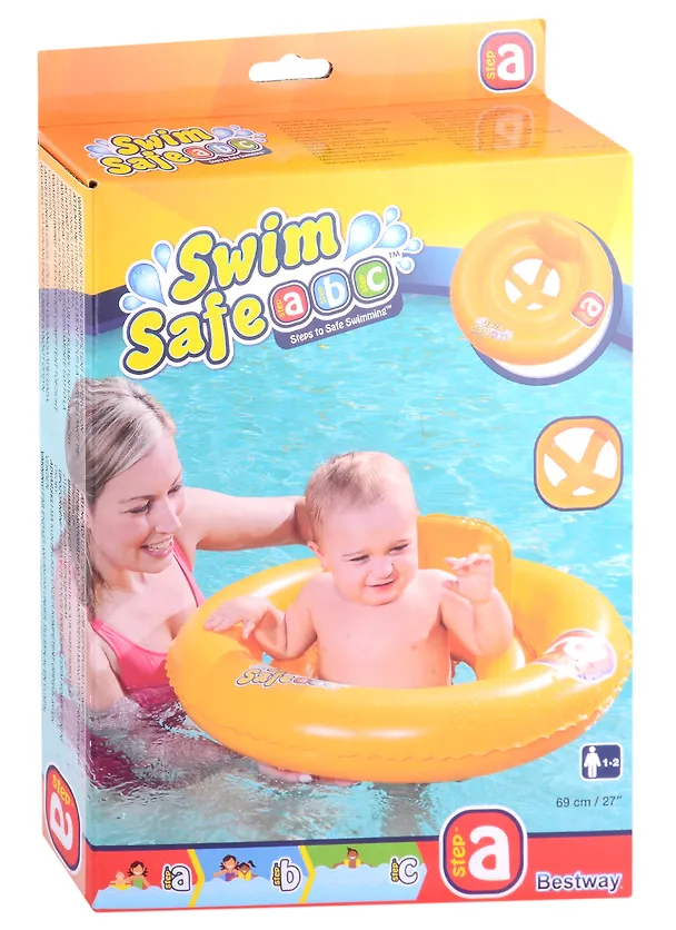 Круг для плавания с сиденьем и спинкой двухкамерный Swim Safe, ступень А, 69 см, Bestway 2915609 — 2