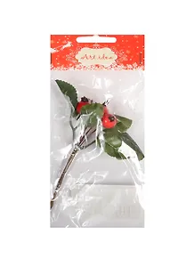 Букет рождественский с боярышником в пакете с хедером (14-00558-SM9366)