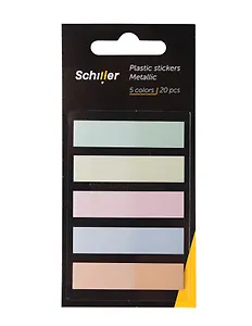 Закладки самоклеящиеся 45*10мм 5цв*20л, металлик, Schiller
