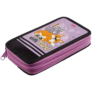 Пенал школьный 2отд. "Милашка Корги" 19*11см,мат.лам.тиснение