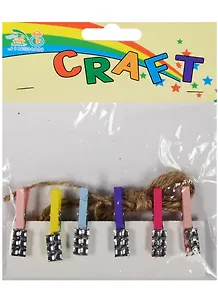 Набор для творчества Прищепки со стразами и веревкой 6шт, микс цветов, мелкий кристалл