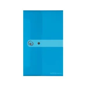 Папка-конверт на кнопке В6 (22,5*13см) Herlitz/Херлитц прозрачная голубая
