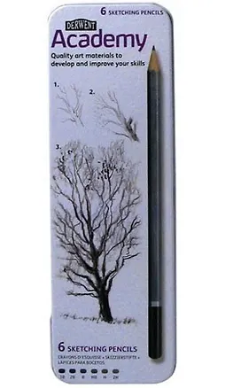 Набор чернографитных карандашей Academy Sketching 6шт 3B-2H в метал.упак 304384