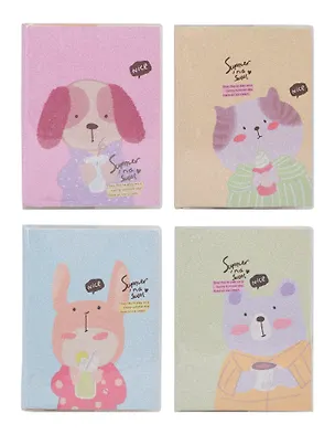 Записная книжка А6 110л лин. "Glitter Animals", ПВХ-обл., ассорти 3039472