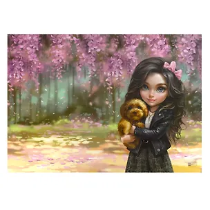 Клеенка для уроков труда "Брюнетка с собачкой" 500*700мм, ПВХ 130мкм, подвес 3100585