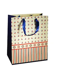 Пакет подарочный бумажный А4 26*32*12 "Морской стиль",нейтр., разноцвет., мат. ламинат, Хансибэг
