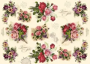 Декупажная карта Старинные букеты (E-102) (упаковка)