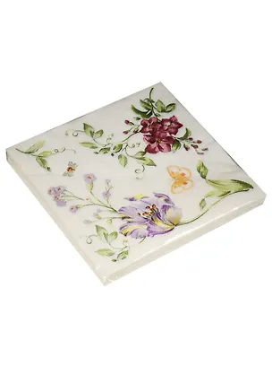 Салфетки (20шт/уп) Цветы на белом (11-01662-L7) 2534826