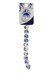 Набор для творчества Бусины керам. на силикон. нити 10шт 12мм, A09, незабудки синие