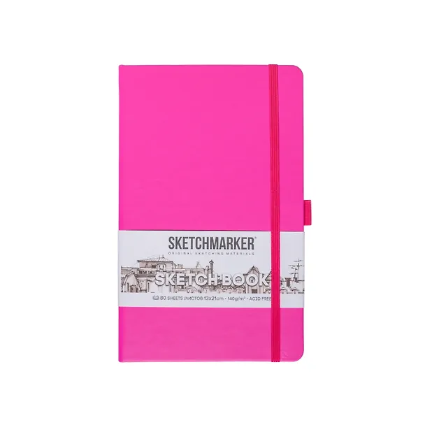 Скетчбук 13*21 80л "Sketchmarker"  фуксия яркая, 140г/м2, слоновая кость, тв.обл. 3012412 — 1