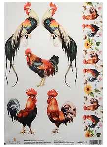 Декупажная карта Петухи 21*30см