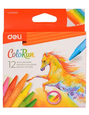 Мелки восковые 12цв "ColoRun", к/к, подвес, Deli 3170171