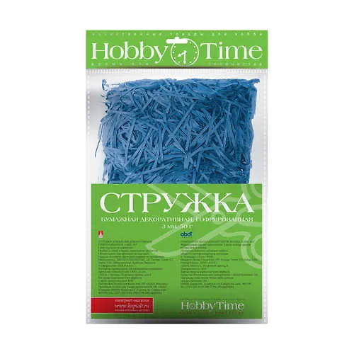 Набор для творчества, HOBBY TIME, Гофрированная, декоративная бумажная стружка 3мм, 50гр., ярко-синий 2-512/08 333838 — 1