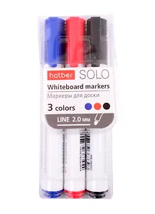 Маркеры для досок Hatber, черный, синий, красный 2 мм