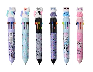 Ручка шариковая автоматическая 10 цветов "Кошечки", в ассортименте