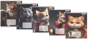 Тетрадь в клетку Listoff, "Котики", 24 листа, в ассортименте