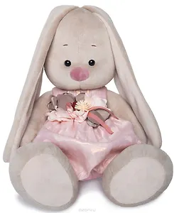 Мягкая игрушка Зайка Ми в розовом платье с цветком (34 см) (SidL-184)