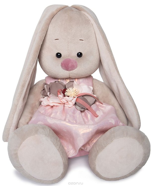 Мягкая игрушка Зайка Ми в розовом платье с цветком (34 см) (SidL-184) 2582623 — 1