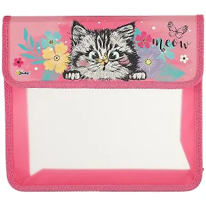 Папка для тетрадей А5 "Котёнок с цветочками" липучка, Оникс