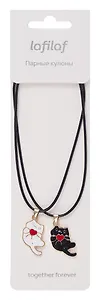 Набор парных кулонов Котики с сердечком (текстиль, металл) (12-04407-B74) (Lafilaf)