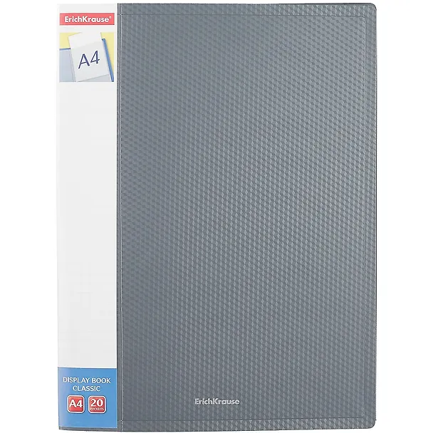 Папка 20ф А4 "Diamond Original" пластик, карман на корешке, серый, Erich Krause 259609 — 1