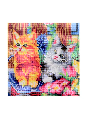 Набор для творчества, Рыжий Кот Алмазная мозаика  (блест.), Котята в саду 20х20см, 27цв AS20043 2842690