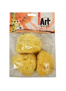 Губка 3шт "COARSE" 8,9*10,2см, морская, натуральная , подвес, STI   