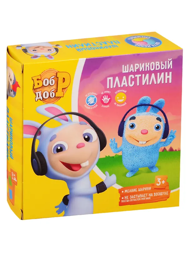 Шариковый пластилин Бобр добр, мелкозернистый, 4 цвета по 100 мл 2787257 — 1