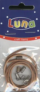 Кожаный шнур коричневый с фурнитурой (0620131) (2 мм) (55 см) (3+) (упаковка)