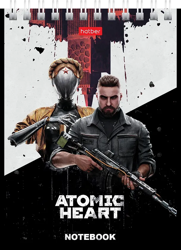 Блокнот А6 40 листов, клетка, "Atomic Heart" гребень, в ассортименте 3037568 — 2