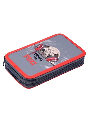 Пенал 2 отделения "Мопс в наушниках" 19*11, молния, полиэстер 2977033