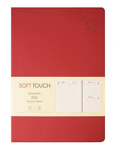 Ежедневник дат. 2026г. А5 176л "SOFT TOUCH" ягодный, интегр.переплет, иск.кожа, тонир.блок, скругл.углы, цв.торец, ляссе, инд.уп