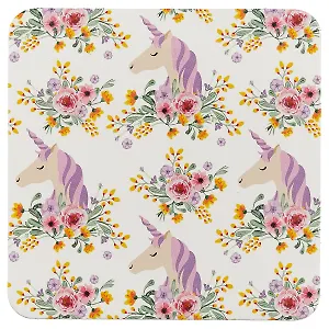 Подставка под чашку Единорог и узор с цветами (ПЧ2018-04)