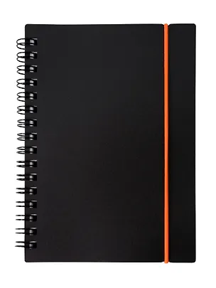 Записная книжка А6 80л кл. "Favorite Black. No 1" спираль, пласт.обл., резинка 3091816