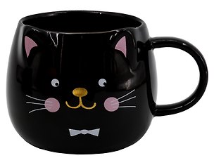 Кружка с ушками Котик черный (керамика) (480мл) (12-6641-202604-08) 3163336