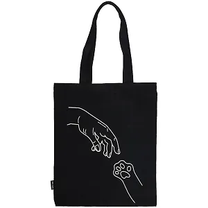 Сумка-шоппер "Рука и лапка" черная, 40 х 32 см