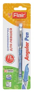 Ручка шариковая синяя "ANGULAR" для левшей, 0,7мм, блистер, подвес, Flair