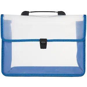 Портфель А4 прозр.пластик, синий кант