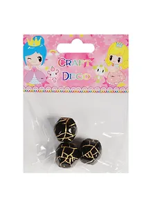 Набор для творчества, Набор бусин Craft Deco, граненые, 3шт, 2см, черные с золотом